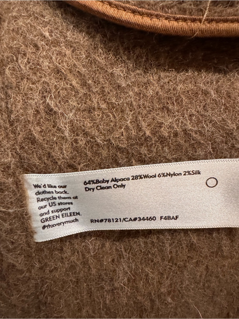 Eileen Fisher Brown Oversized Wool Pea Coat - Picture 3 of 6